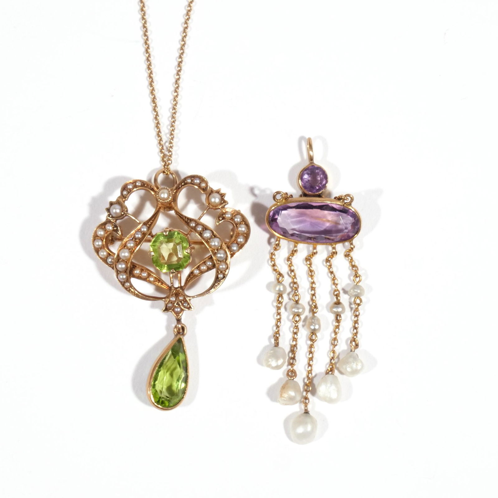 (2pc) 14K EDWARDIAN LAVALIER'S (1 of 4)