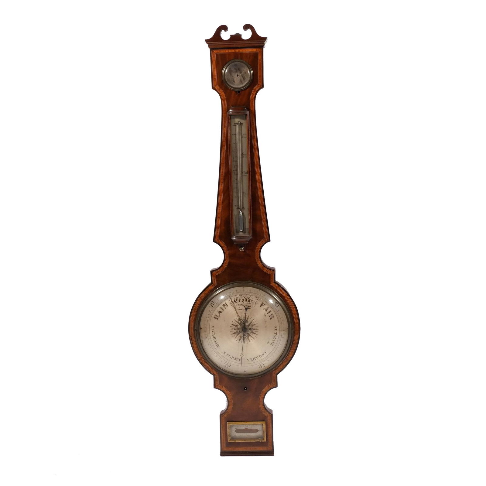 ENGLISH INLAID MAHOGANY BANJO BAROMETER (1 of 9)