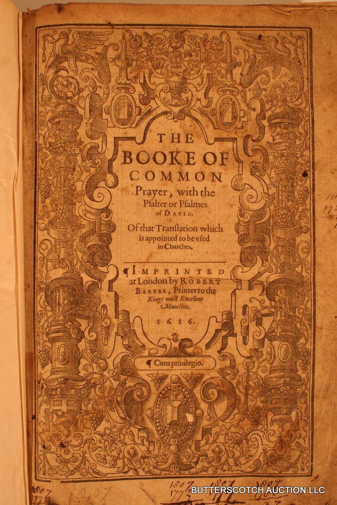 "THE BOOK OF COMMON PRAYER.": PRINTED IN LONDON, 1616, BY ROBERT BARKER
