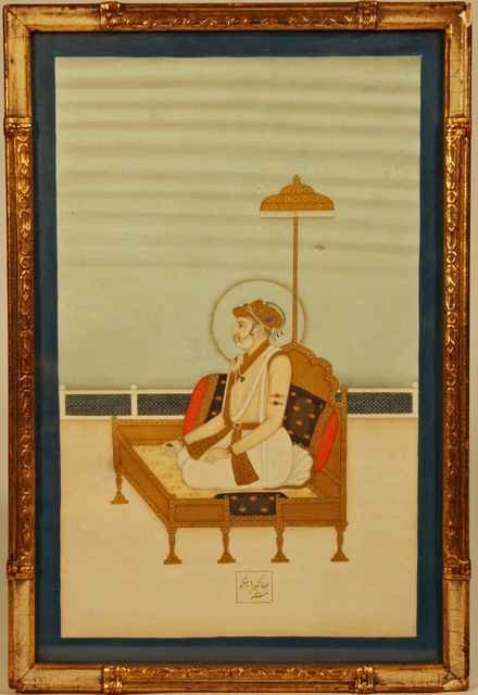 MINIATURE PAINTING ON IVORY, " 3RD EMPEROR OF: MUGHAL, 9 X 5 1/2"
