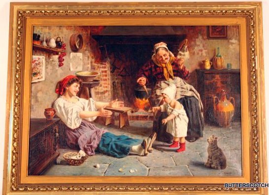 JULES ZERMATI (ITAL. L. 19TH C.) O/C, KITCHEN: GENRE, SGD. L.R., 23 X 31", ORIGINAL FRAME INSERT