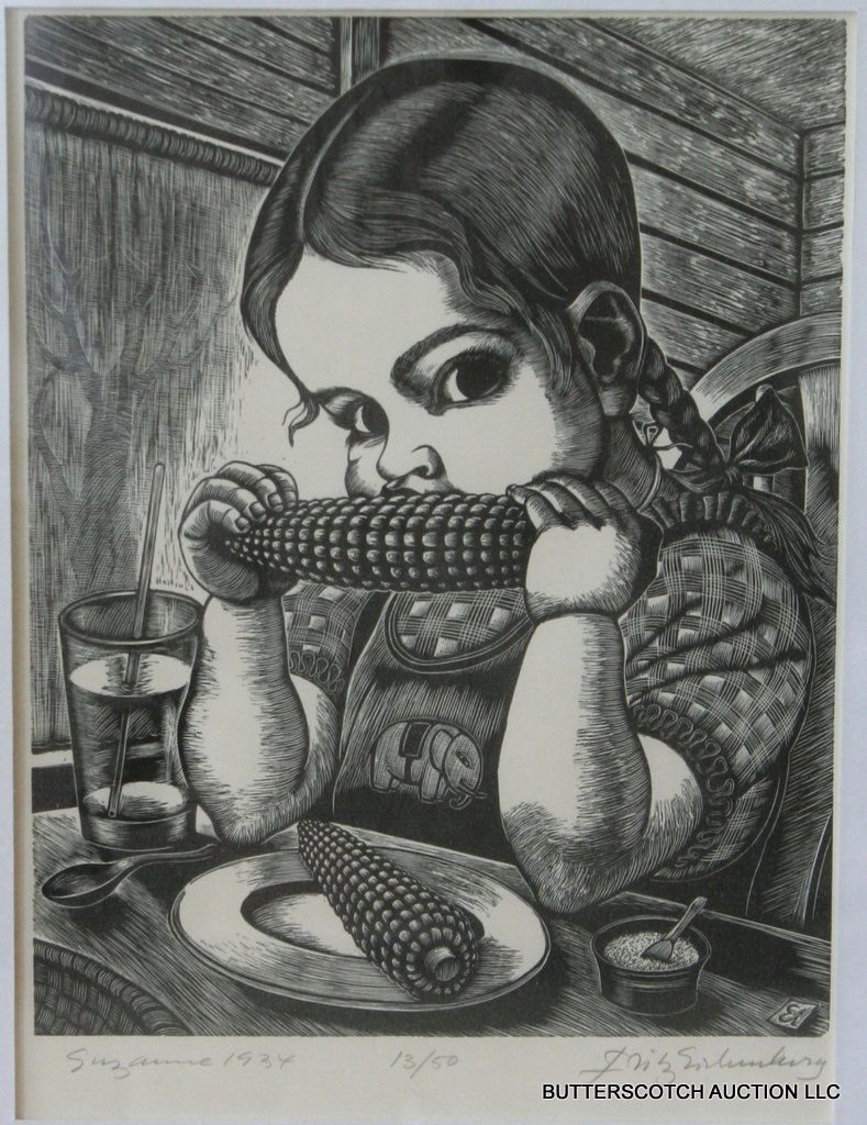 FRITZ EICHENBERG (AMER.. 1901-1990) WOODCUT,: "SUSANNE", ED. 13/50, PENCIL SGD.