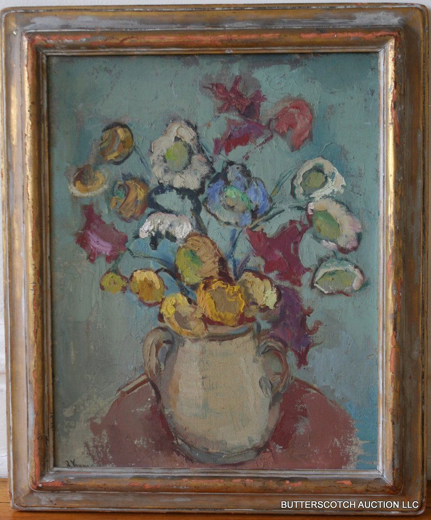 ROSE KUPER (AMER. 1888-1987),O/B, STILL LIFE: OF FLOWERS, SGD. L/L, W/ GALLERY LABEL ON VERSO, APPROX. SIZE: 20 X 14"