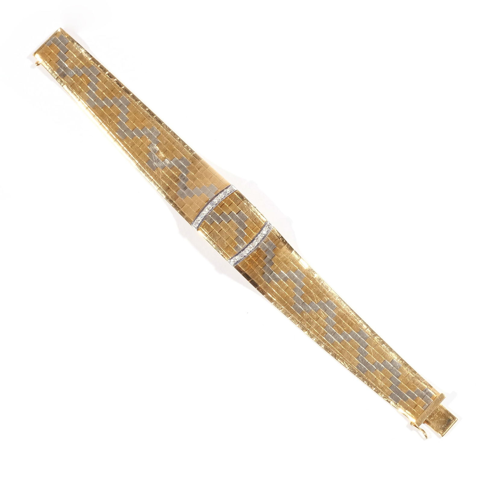 14k GOLD TWO TONE PATINATED WATCH BRACELET (1 of 8)