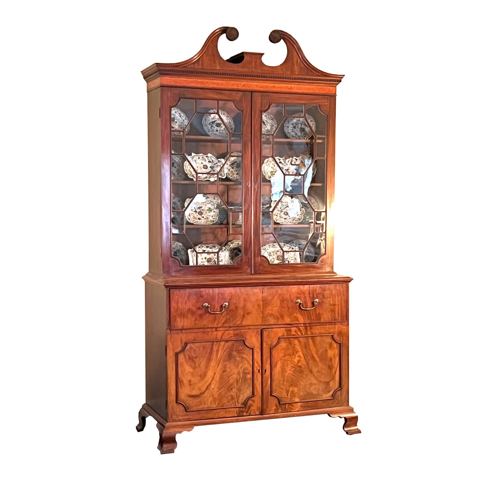 CHIPPENDALE MAHOGANY SECRETARY BOOKCASE (1 of 20)