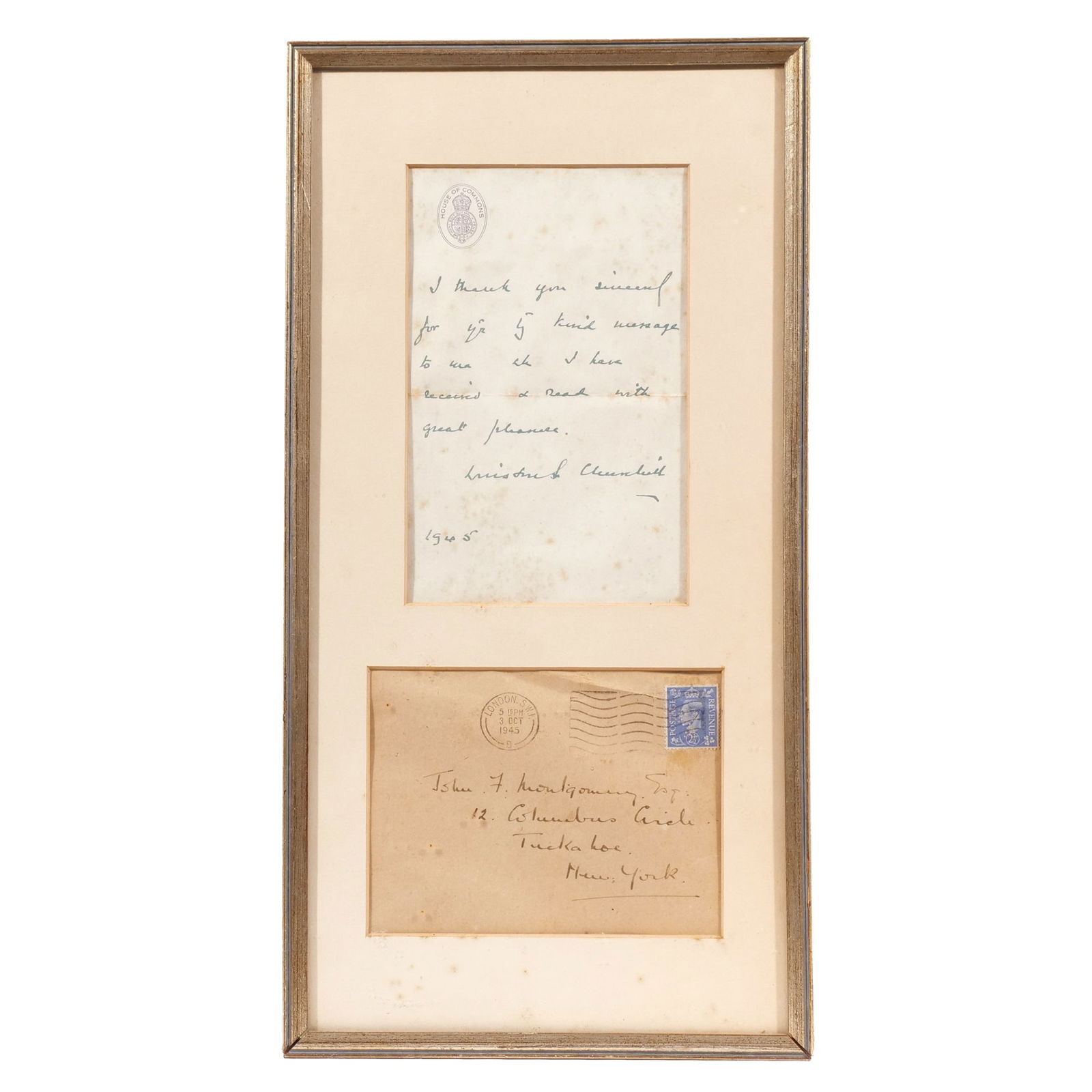 WINSTON CHURCHILL NOTE & ADDRESSED ENVELOPE (1 of 9)