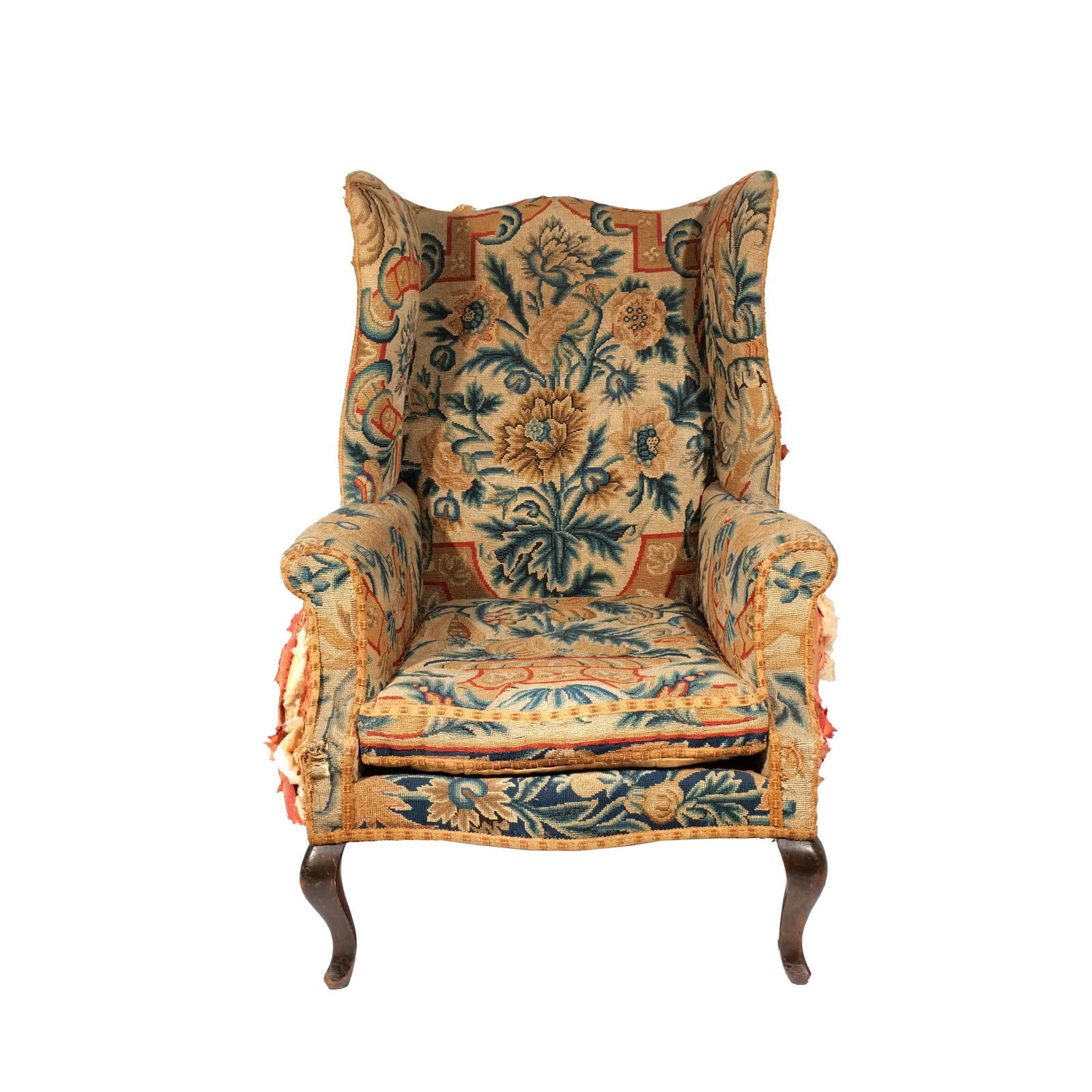 PERIOD QUEEN ANNE NEEDLEWORK WING CHAIR (1 of 20)