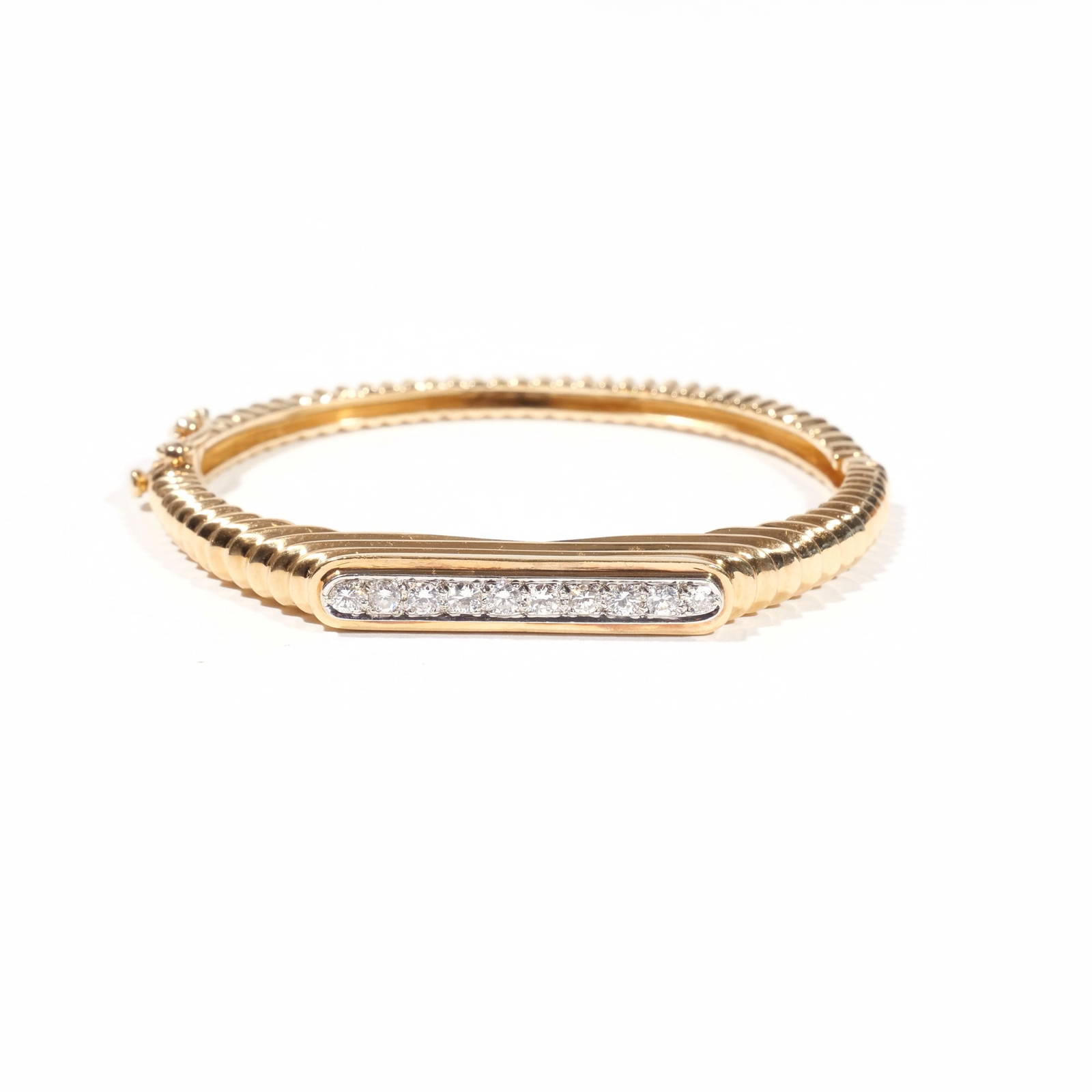 Diamond & 18k Gold Hard Bracelet Auction