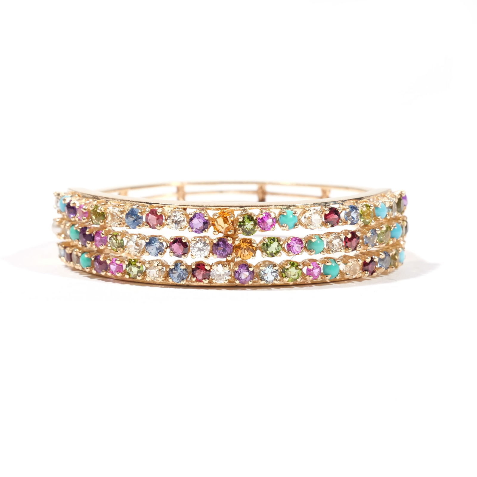 COLOR GEMSTONE & 14k GOLD HARD BRACELET (1 of 12)
