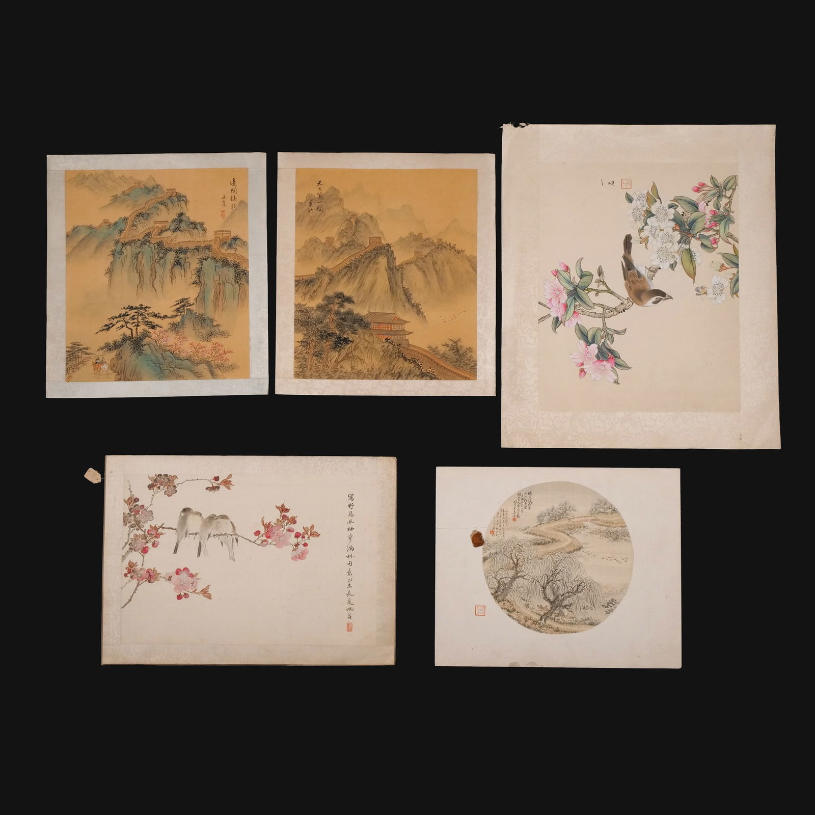 (4pc) CHINESE PAINTED LEAVES (20th Century) (1 of 11)