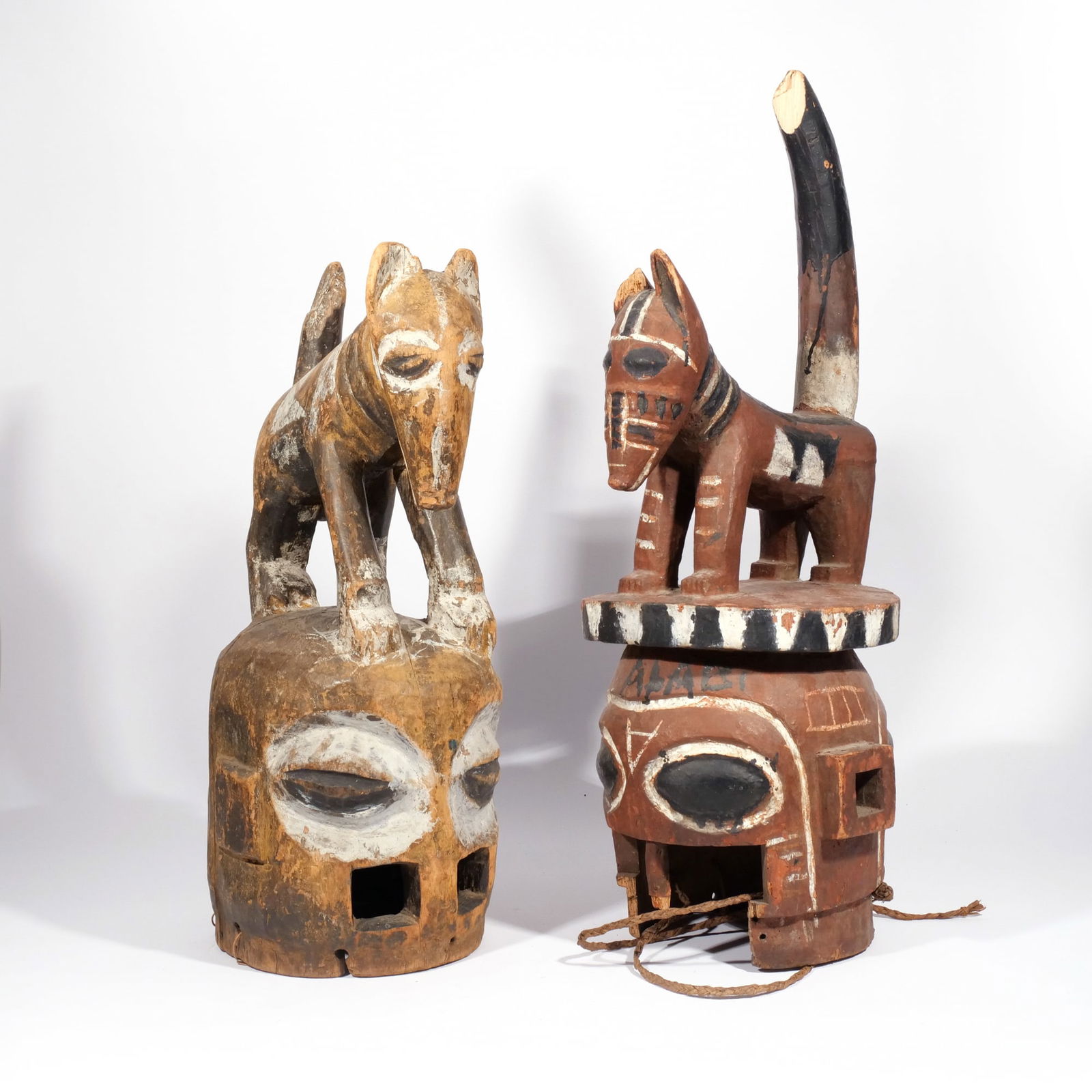 (2pc) AFRICAN HELMET MASKS (1 of 9)