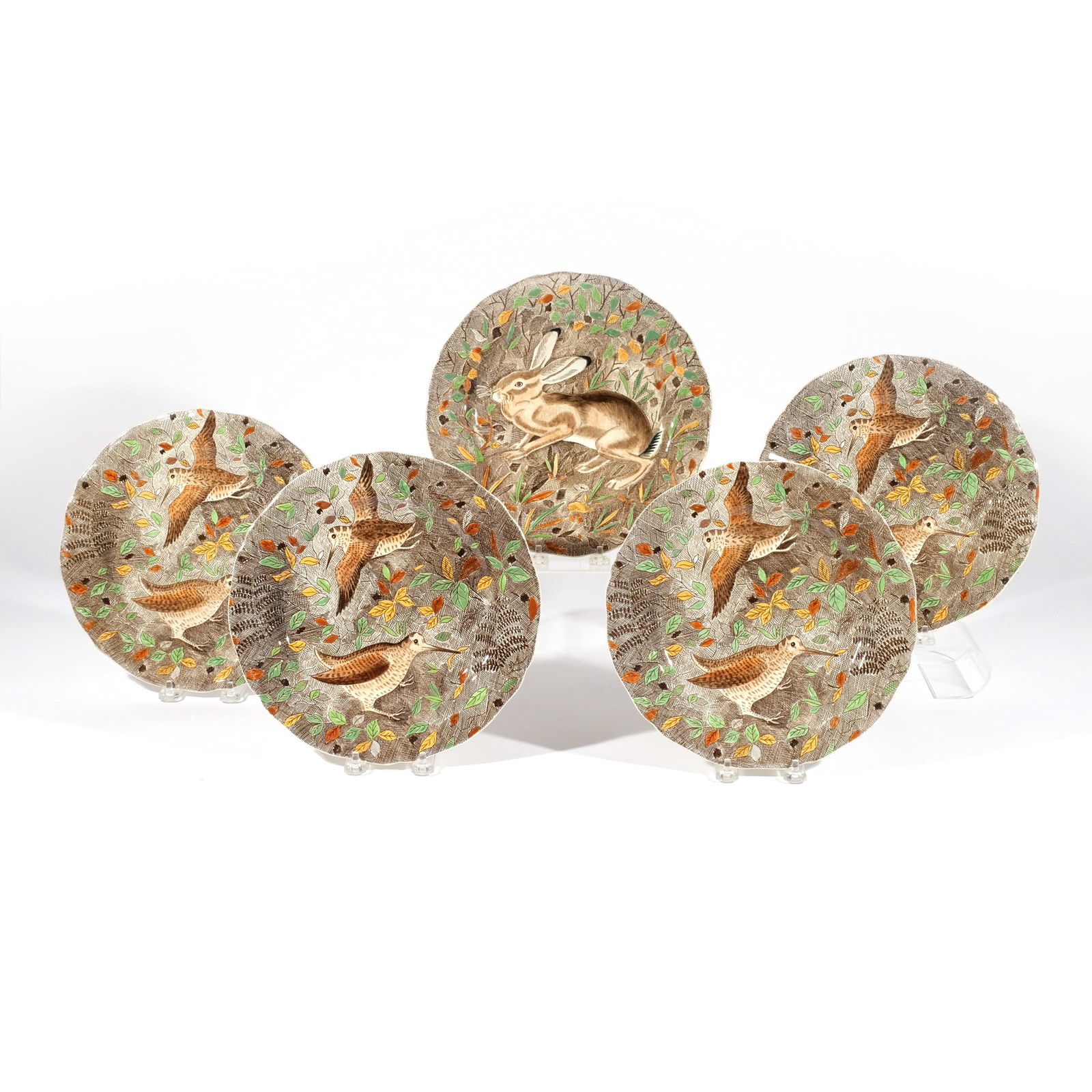 (5pc) SET FRENCH GIEN GAMEPLATES (1 of 8)