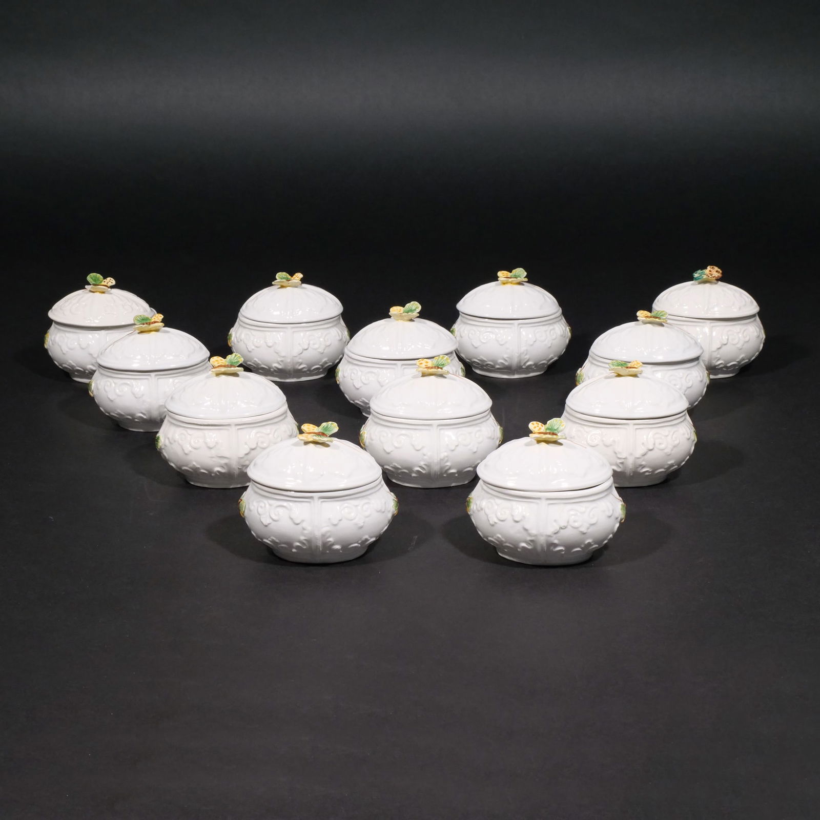 (12pc) SET ITALIAN PORCELAIN POT DE CREMES (1 of 10)