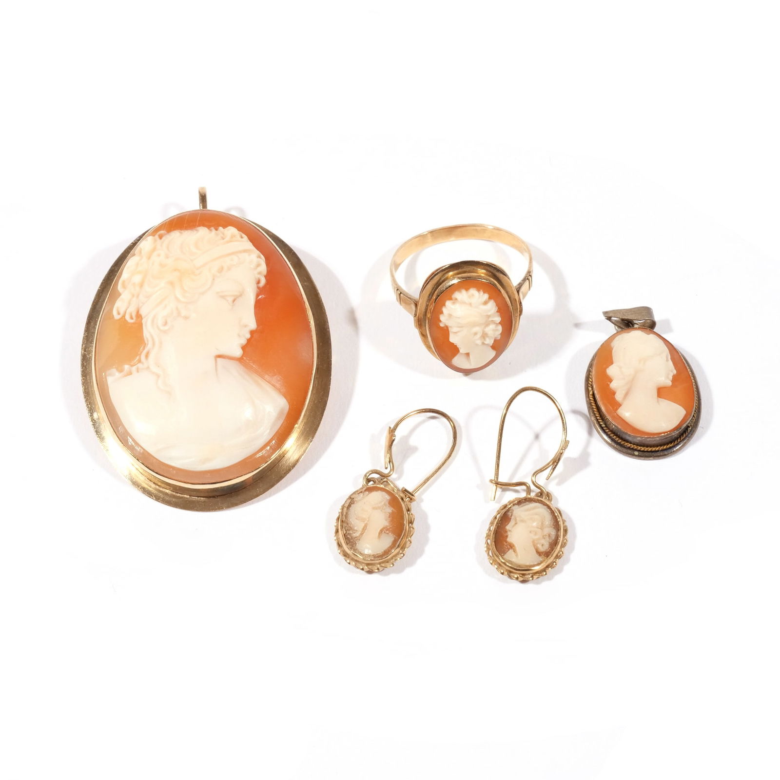 (5pc) 14k GOLD CAMEO JEWELRY (1 of 6)