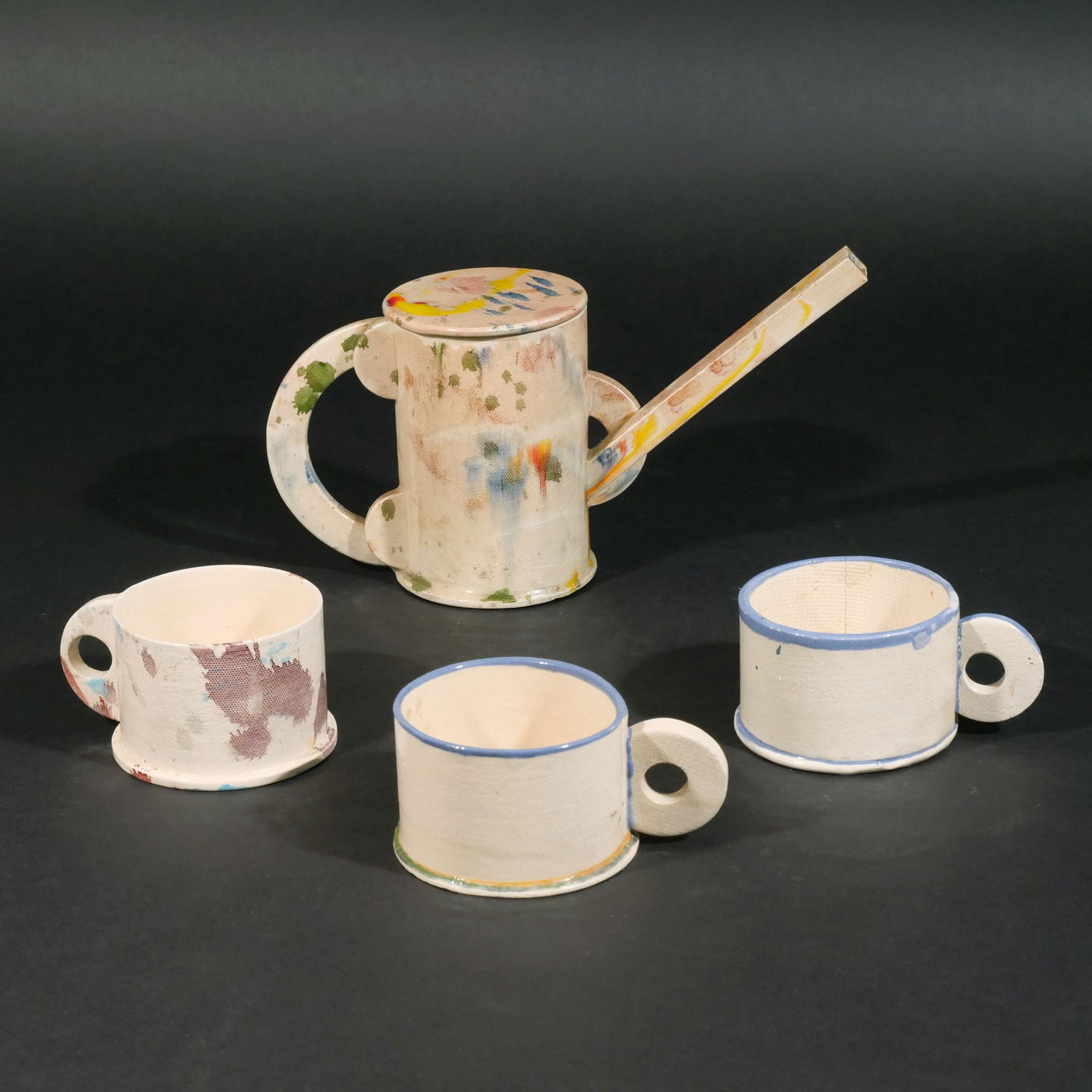 (4pc) PETER SHIRE TEAPOT & CUPS (1 of 15)