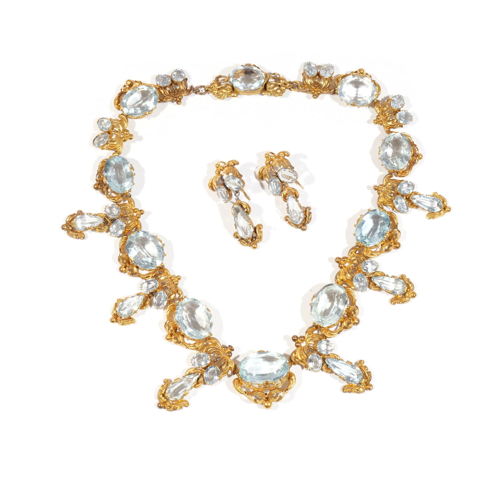 (3pc) 19th CENTURY AQUAMARINE DEMI-PARURE (1 of 8)