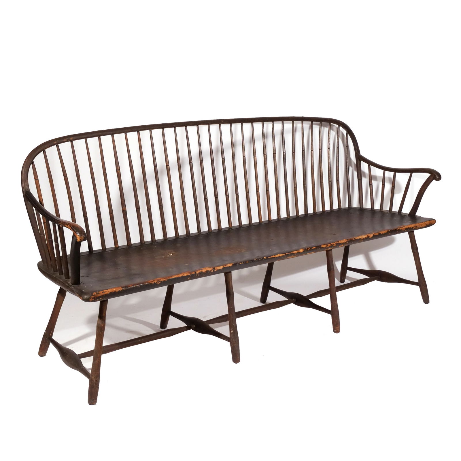 RARE & FINE PAINTED BOW BACK WINDSOR SETTEE (1 of 18)