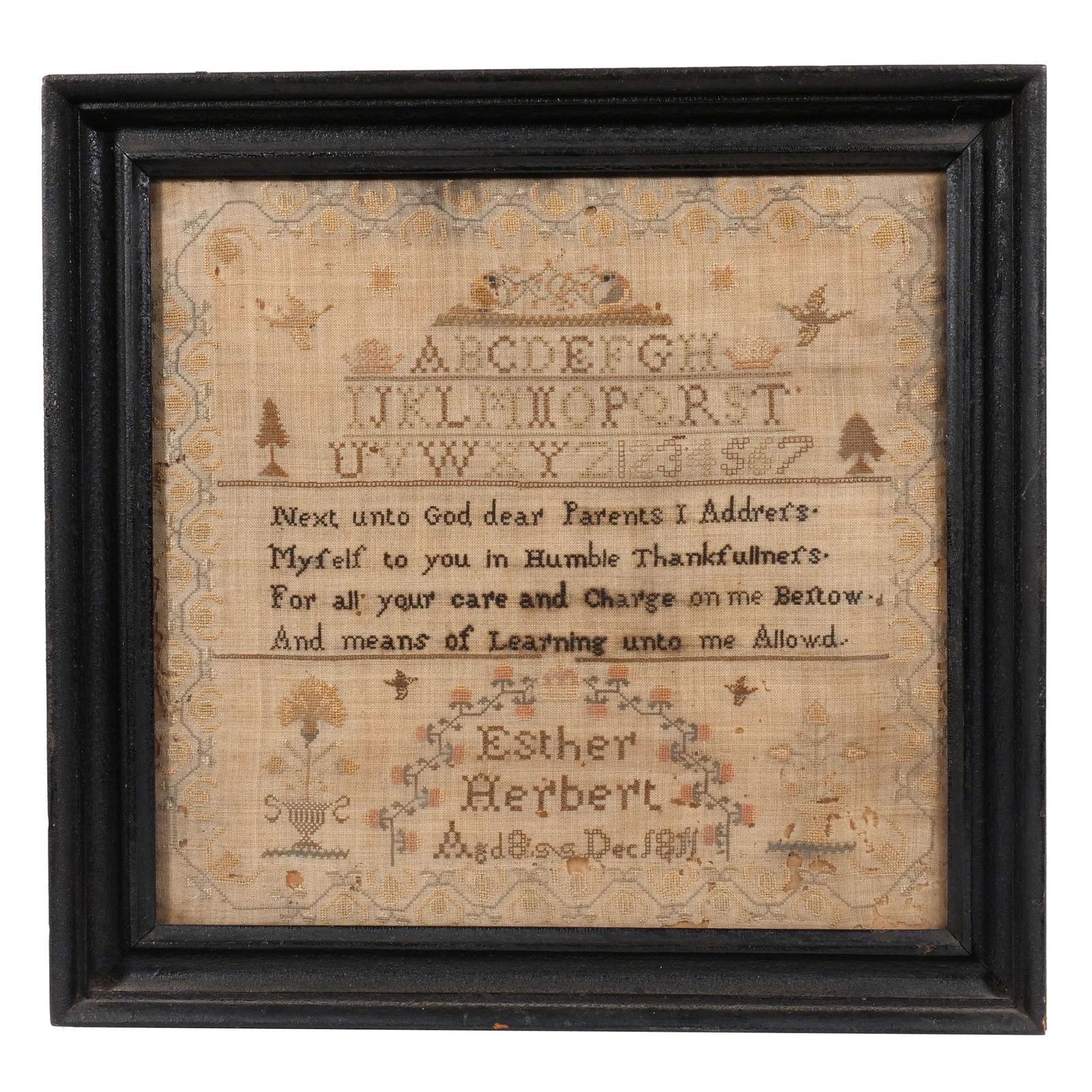 ANTIQUE AMERICAN SAMPLER, 1811 (1 of 6)