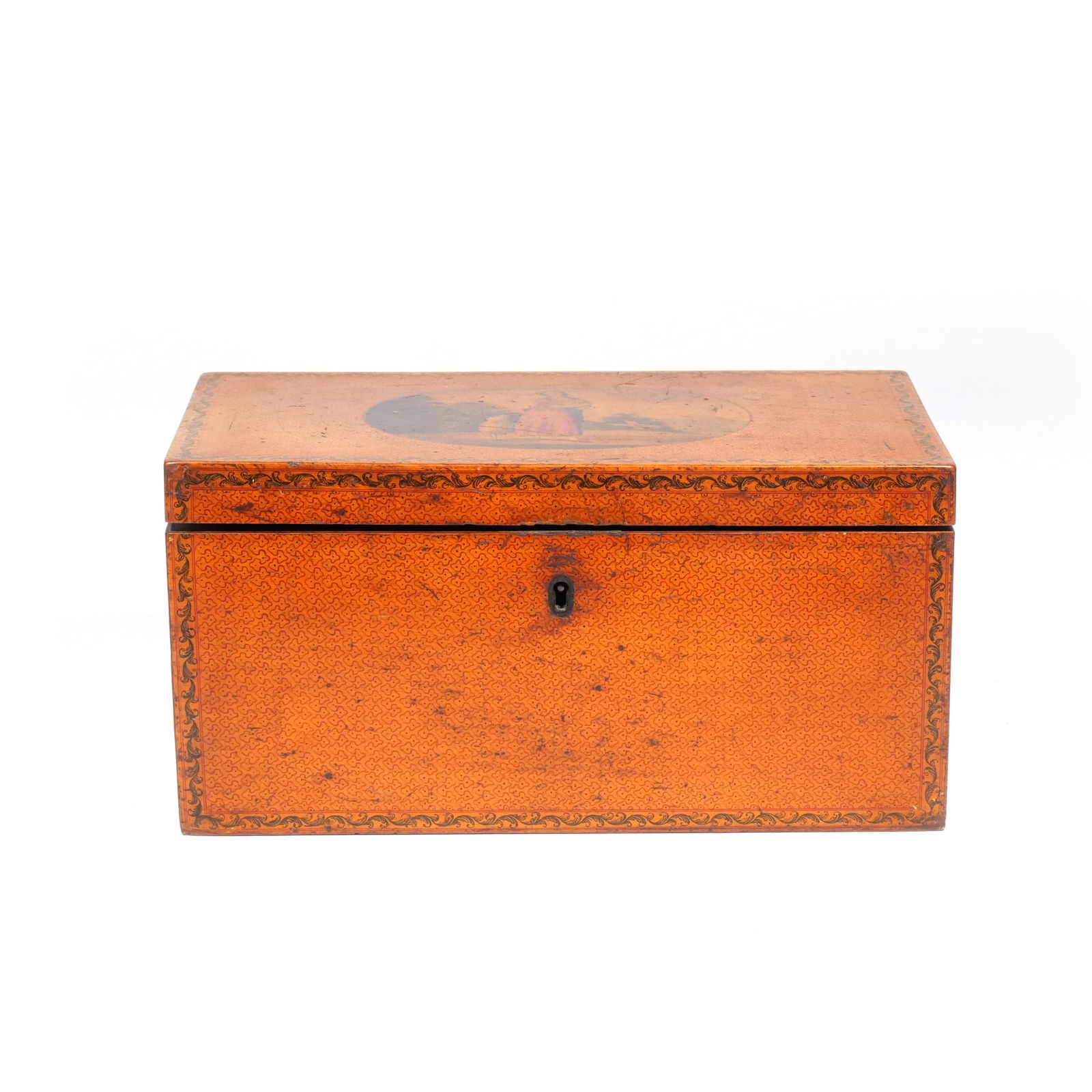 RARE 19th CENTURY DECORATED TEA CADDY (1 of 12)