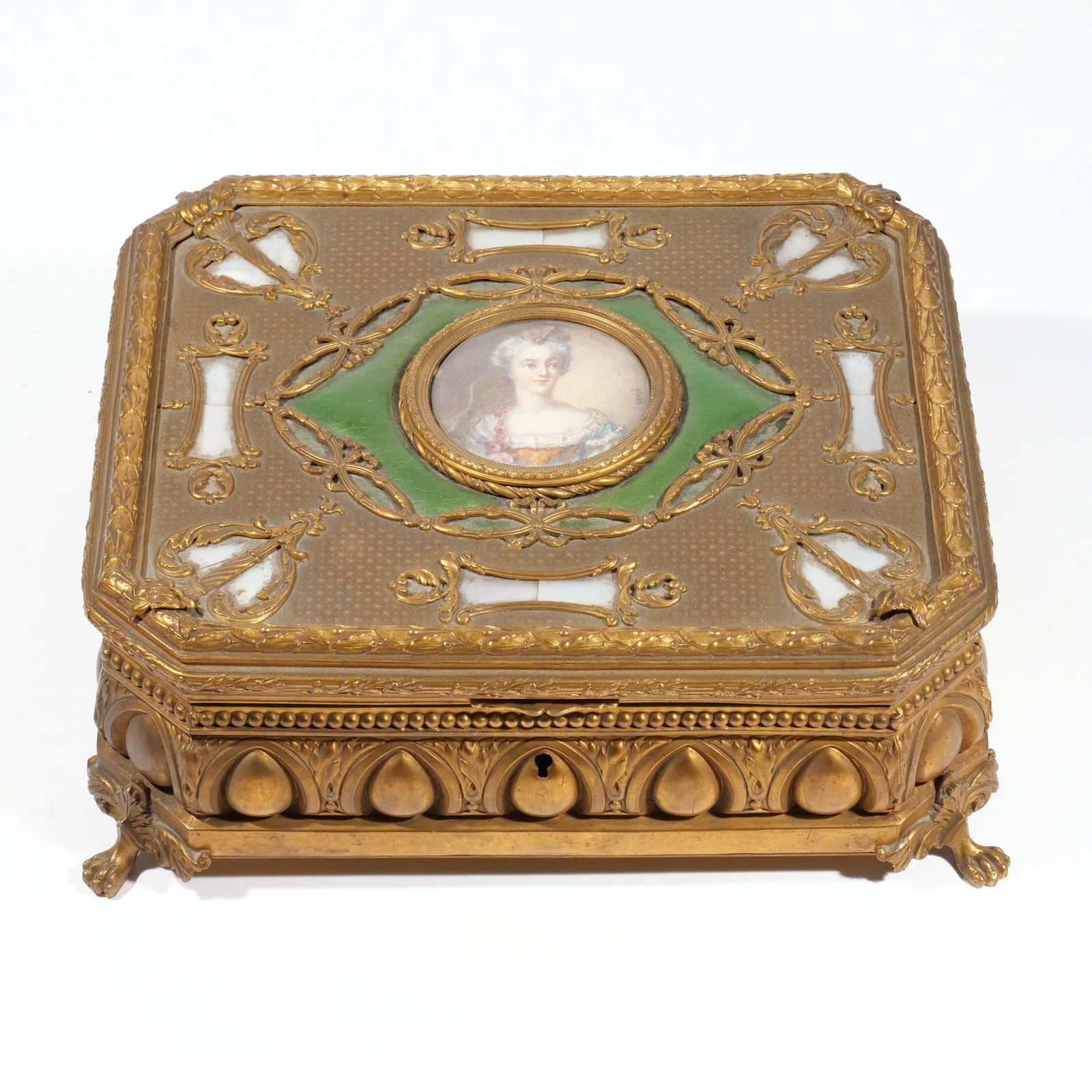 LADY'S INSET BRASS JEWELRY BOX (1 of 13)