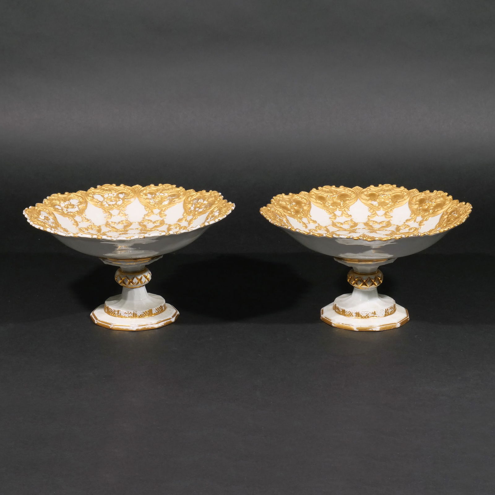 PAIR 19th CENTURY MEISSEN PORCELAIN COMPOTES (1 of 7)