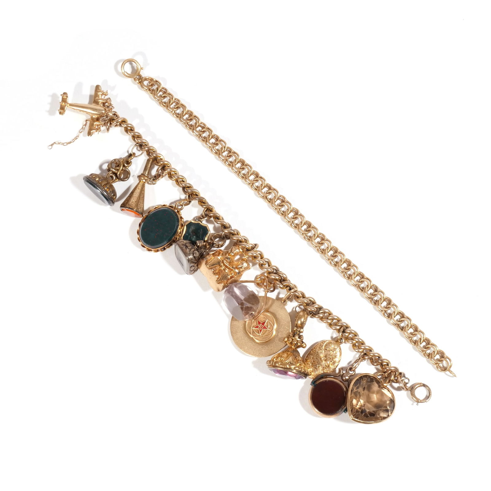 (2pc) 14k BRACELET & GOLD FILLED CHARM BRACELET (1 of 7)