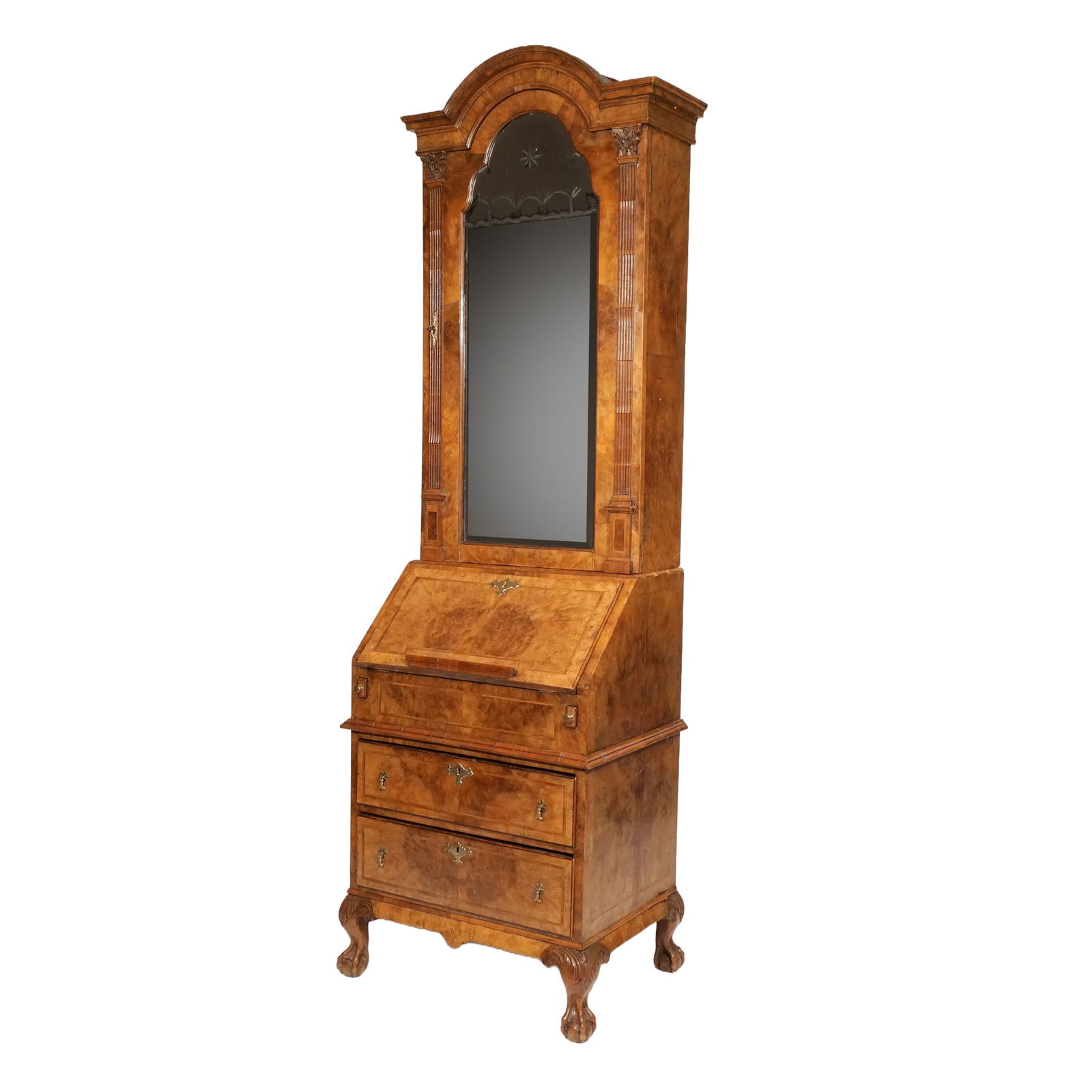 GEORGE II WALNUT BUREAU BOOKCASE (1 of 18)