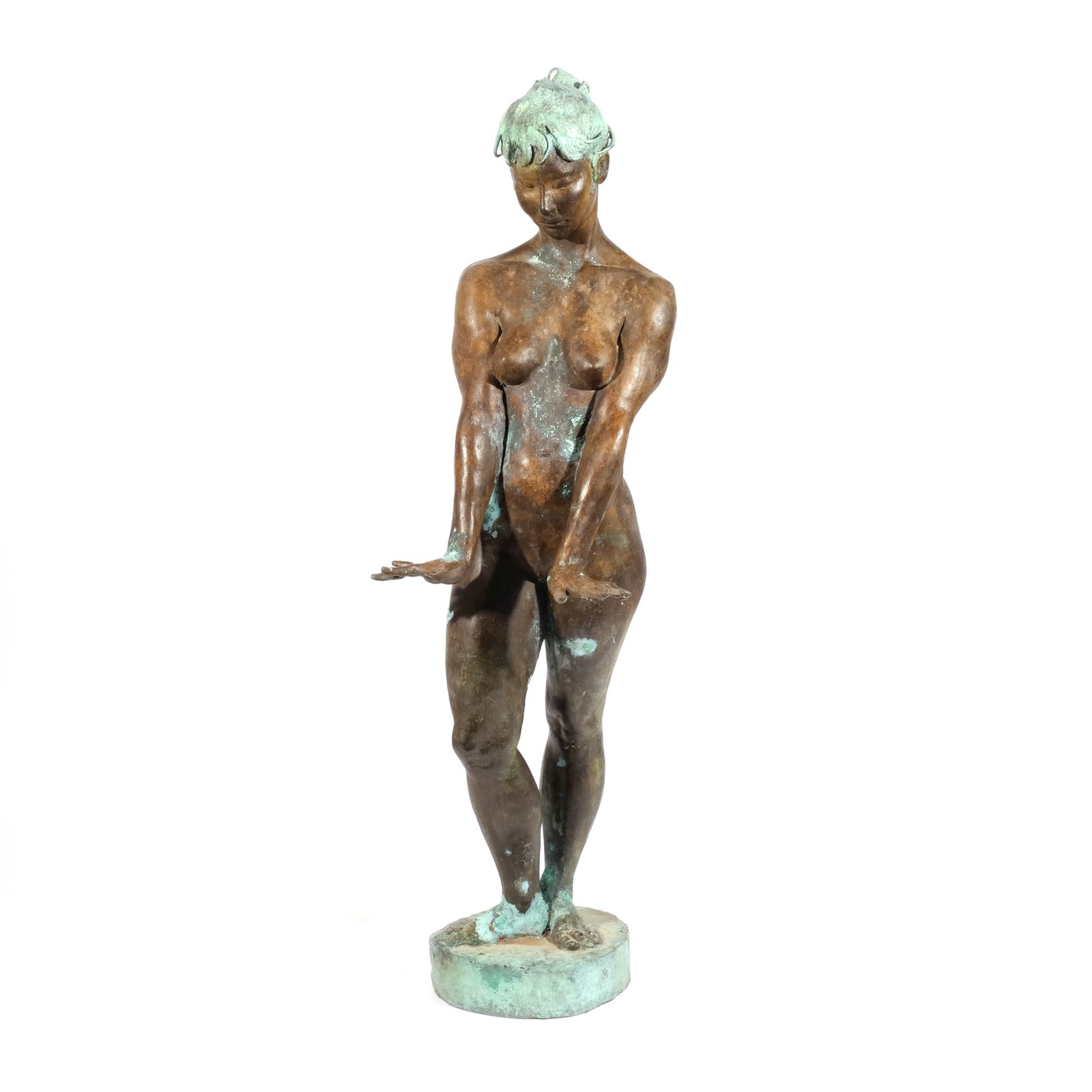 BARRY WOODS JOHNSTON (American, b. 1941): Female nude, 2001 Bronze h. 32 in. Edition 1/10 Provenance: Private collector [In Situ Item] This item will not be on display in our saleroom during our preview period. If you wish to view it in-perso