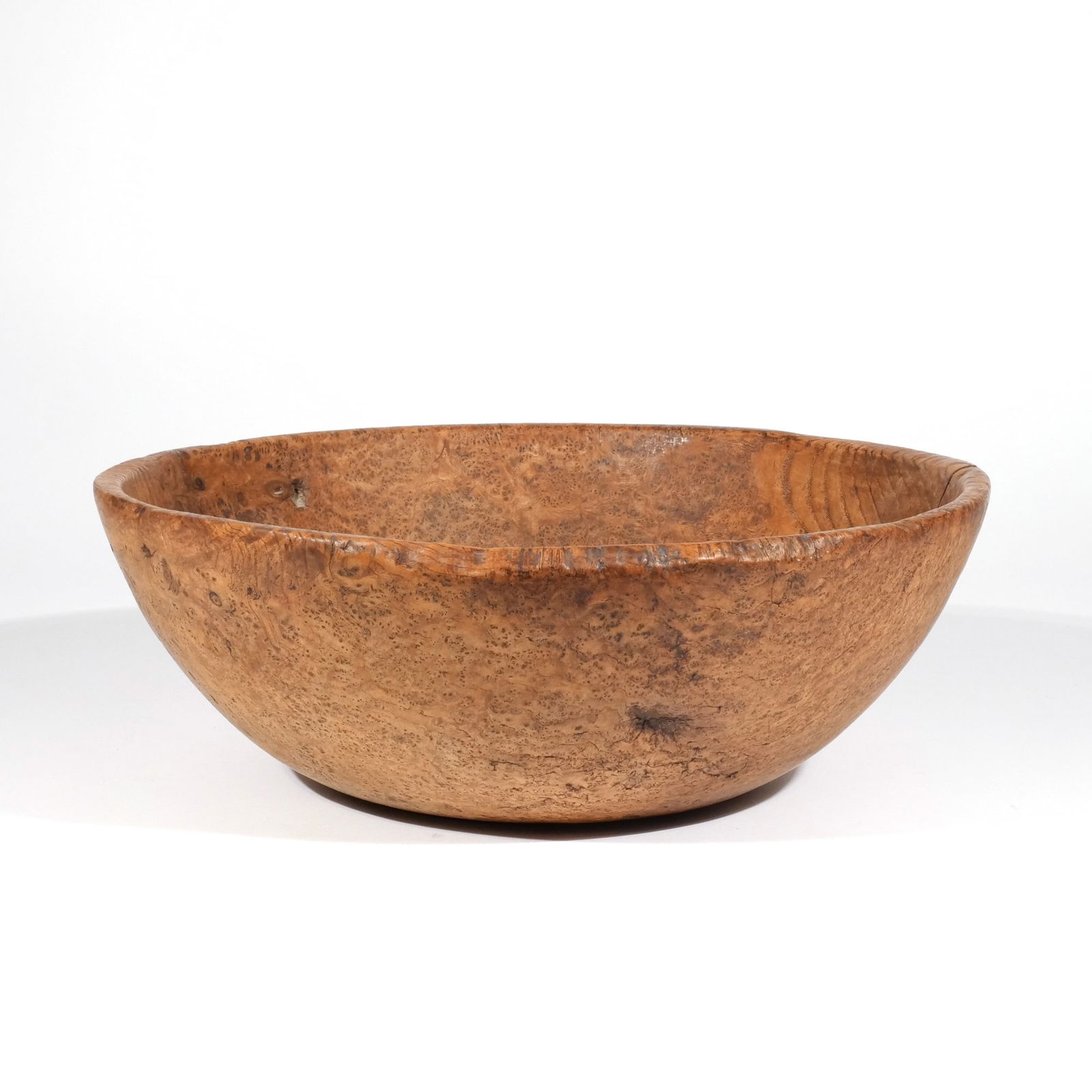 19th C. AMERICAN BURL ASH MIXING BOWL (1 of 11)