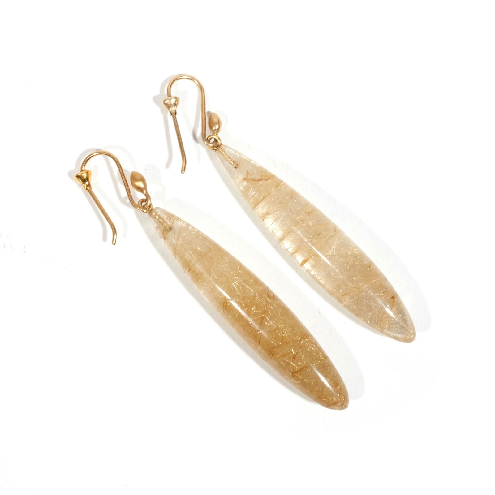 TED MUEHLING 14k & RUTILATED QUARTZ DROP EARRINGS (1 of 4)