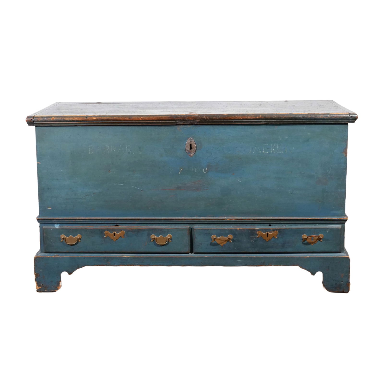 CHIPPENDALE BLUE PAINTED DOWRY CHEST (1 of 11)