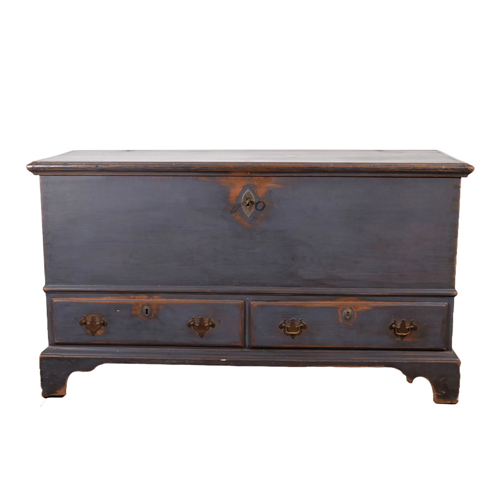 CHIPPENDALE BLUE-PAINTED POPLAR BLANKET CHEST (1 of 15)