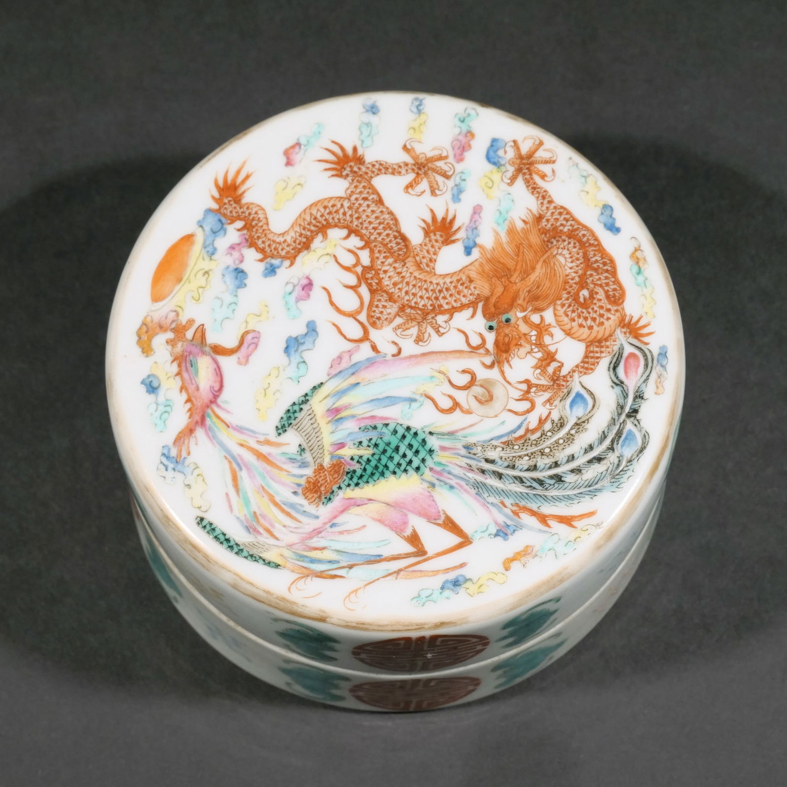 CHINESE FAMILLE ROSE PORCELAIN SEAL PASTE BOX (1 of 8)