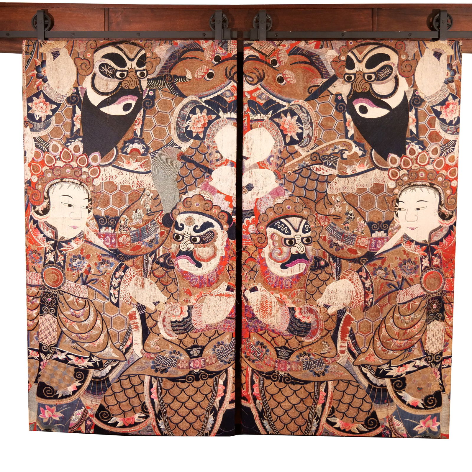 PAIR LARGE JAPANESE SILK EMBROIDERED PANELS (1 of 9)