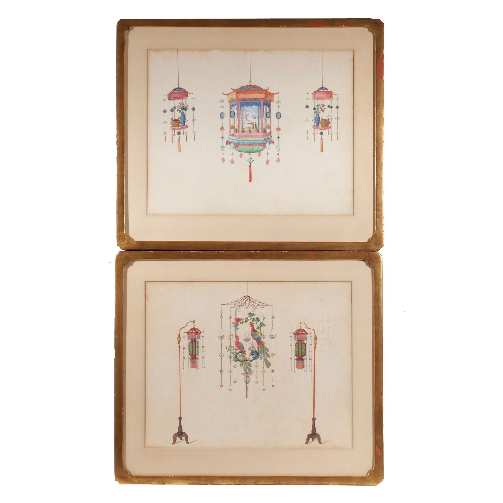 (2pc) CHINESE PAINTED LEAVES (1 of 9)