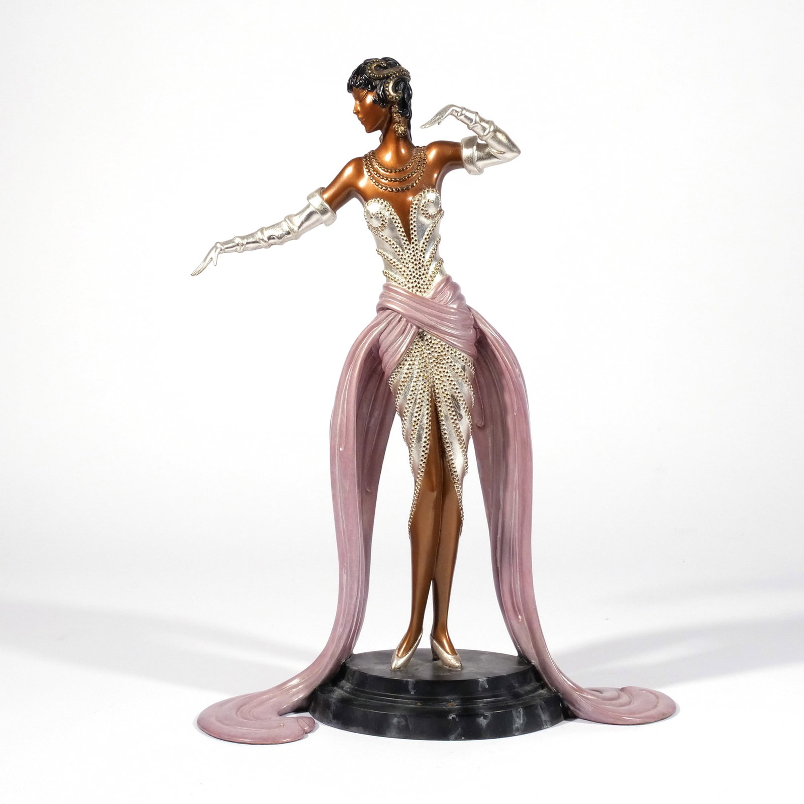 ERTE (ROMAINE DE TIRTOFF) (Russian, 1892-1990): Ready for the Ball Patinated bronze h. 18 w. 13 d. 5 in. Ed. 150/500, 1990, signed on the base Provenance: Private collection, Greenwich, CT [In Situ Item] This item will not be on display in our sale