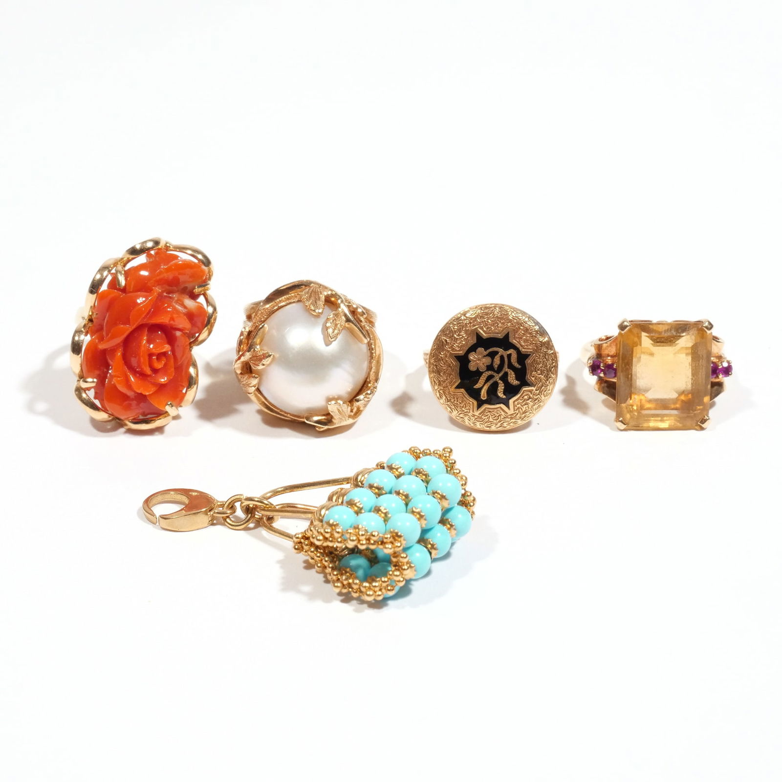 (5pc) 14k GOLD RINGS & CHARM (1 of 10)