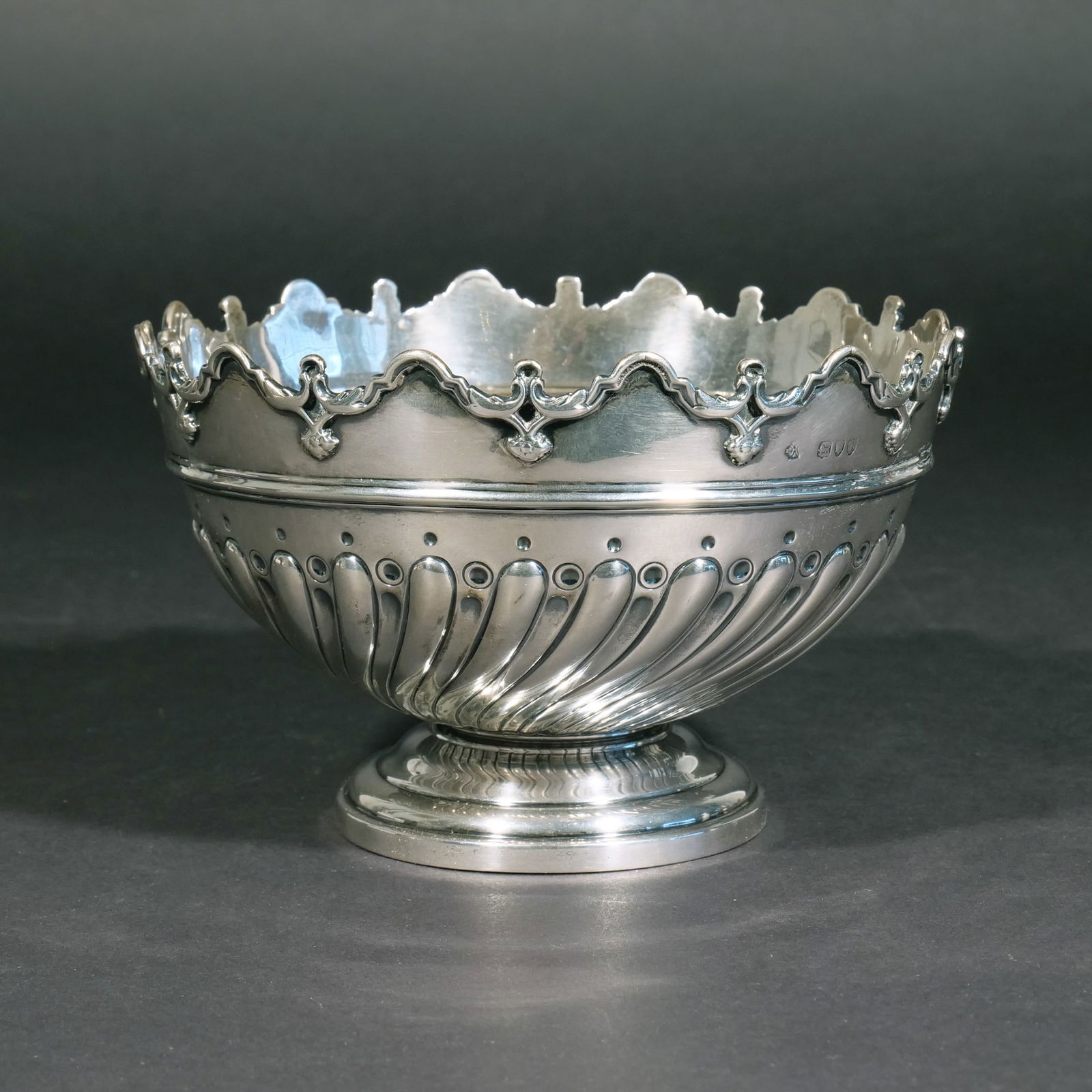 LATE 19th C. ENGLISH  SILVER FOOTED BOWL (1 of 5)