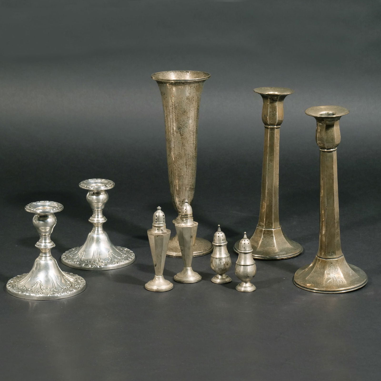 (9pc) CEMENT-FILLED STERLING SILVER ITEMS (1 of 6)