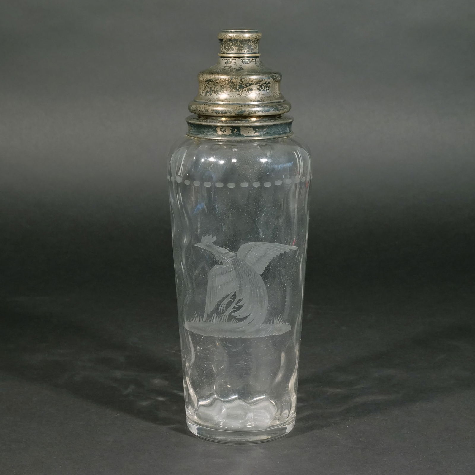 HAWKES CRYSTAL ETCHED COCKTAIL SHAKER (1 of 5)