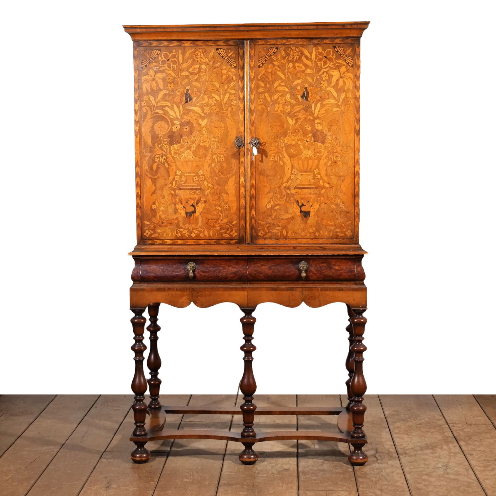 WILLIAM & MARY-STYLE MARQUETRY CABINET ON STAND (1 of 13)