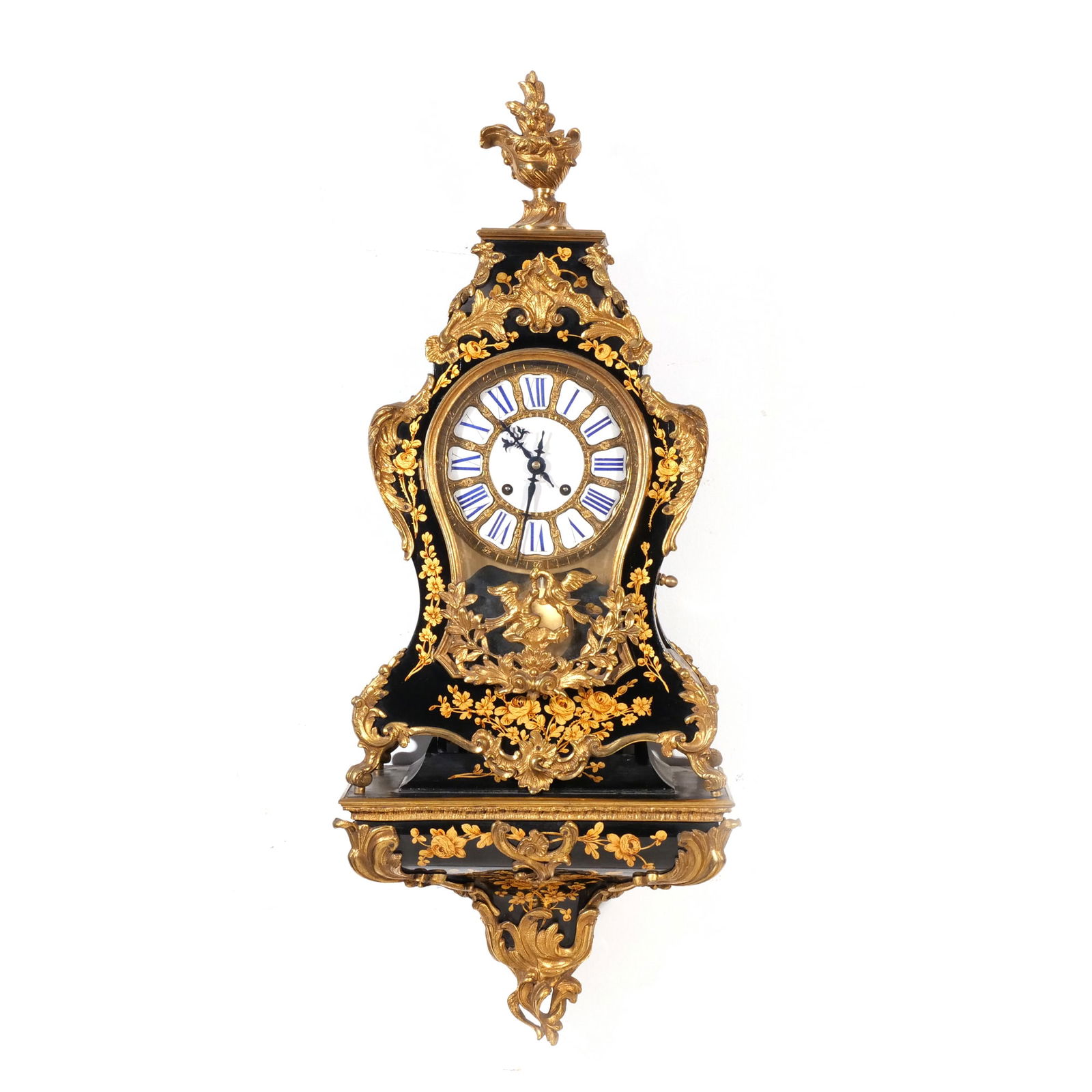 PAINT DECORATED LACQUERED BRACKET CLOCK (1 of 9)