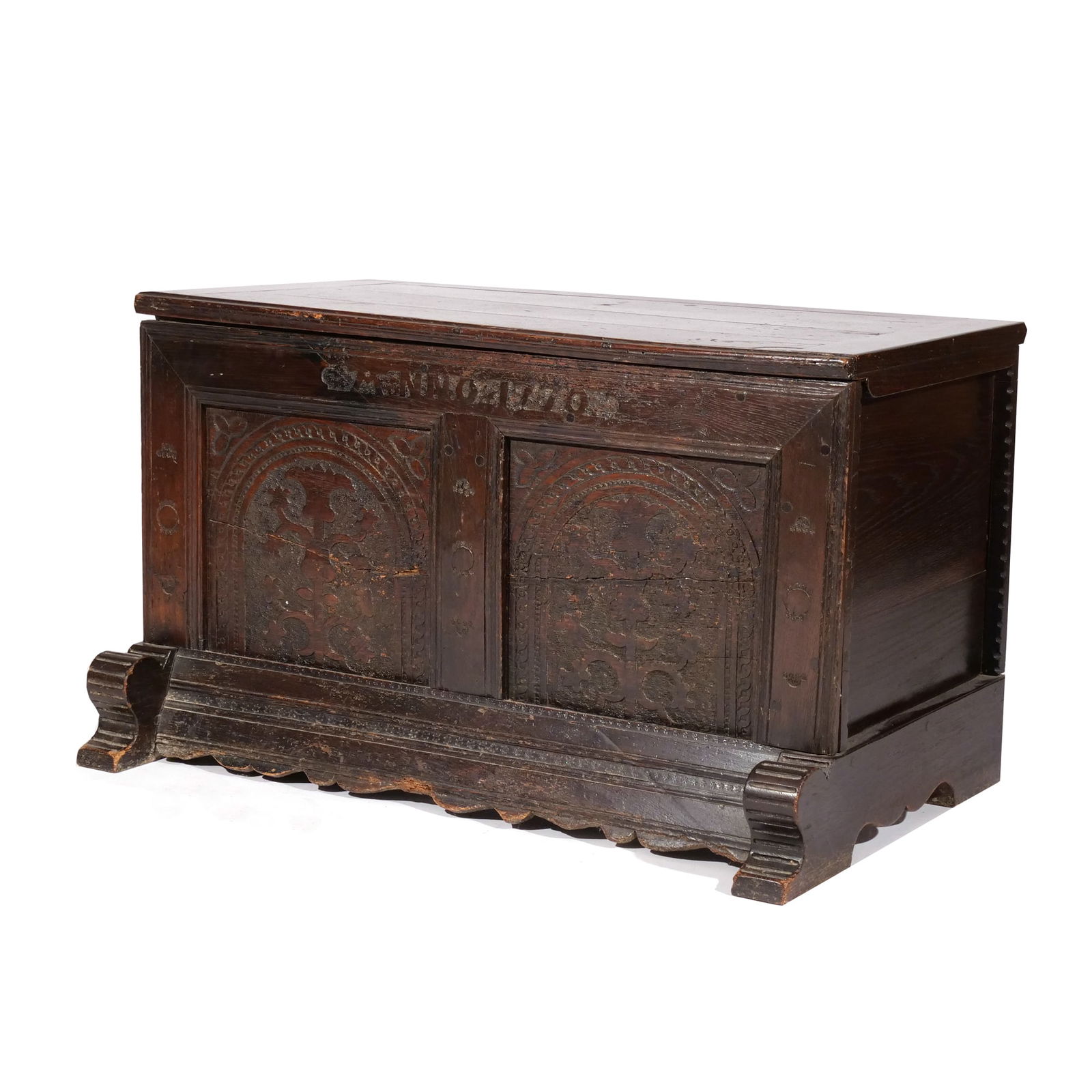 EARLY CARVED OAK WEDDING CHEST (1 of 17)