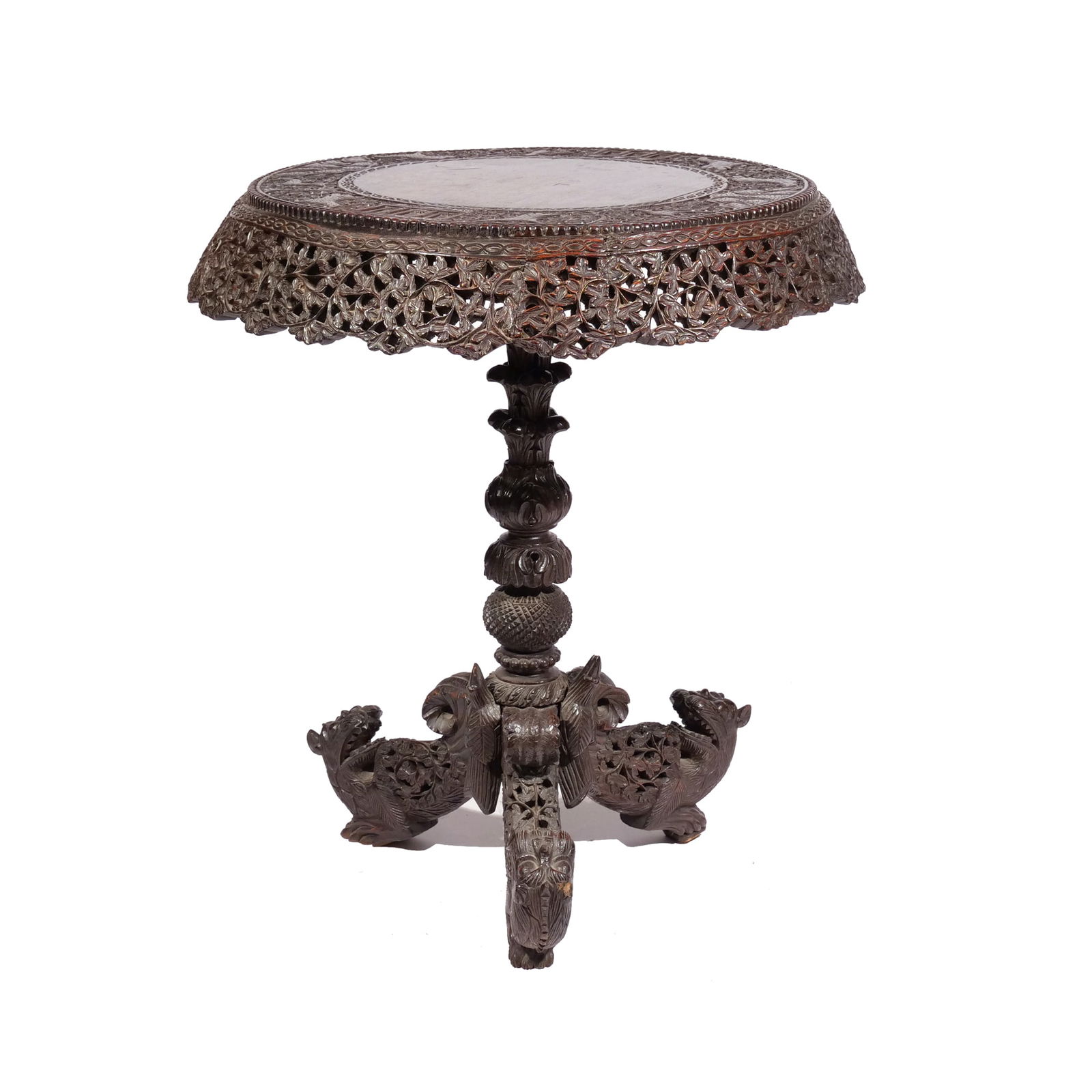 19th C. ANGLO/INDIAN BURMESE TILT TOP CENTER TABLE (1 of 9)