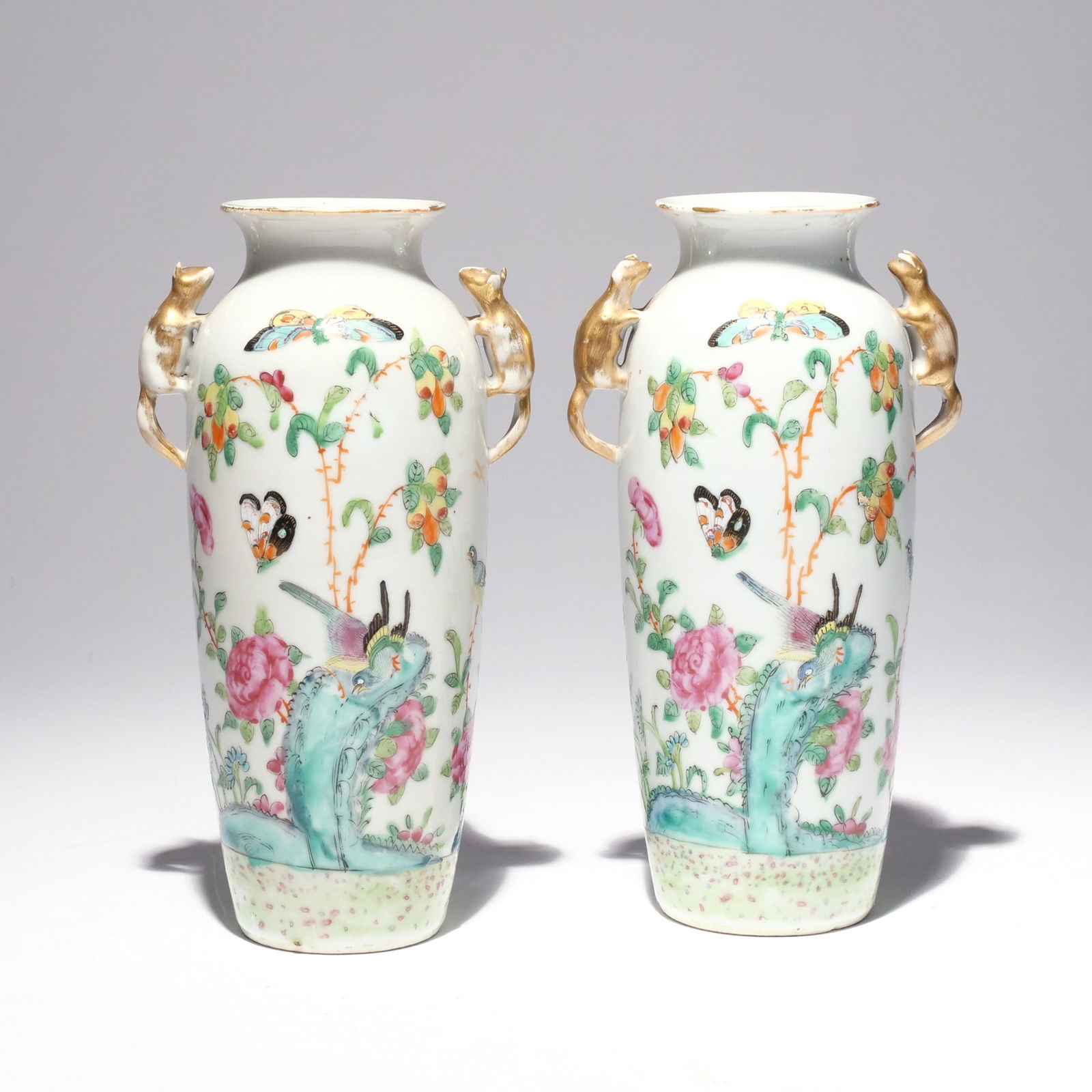 (2pc) PAIR QING DYNASTY SLEEVE VASES (1 of 20)