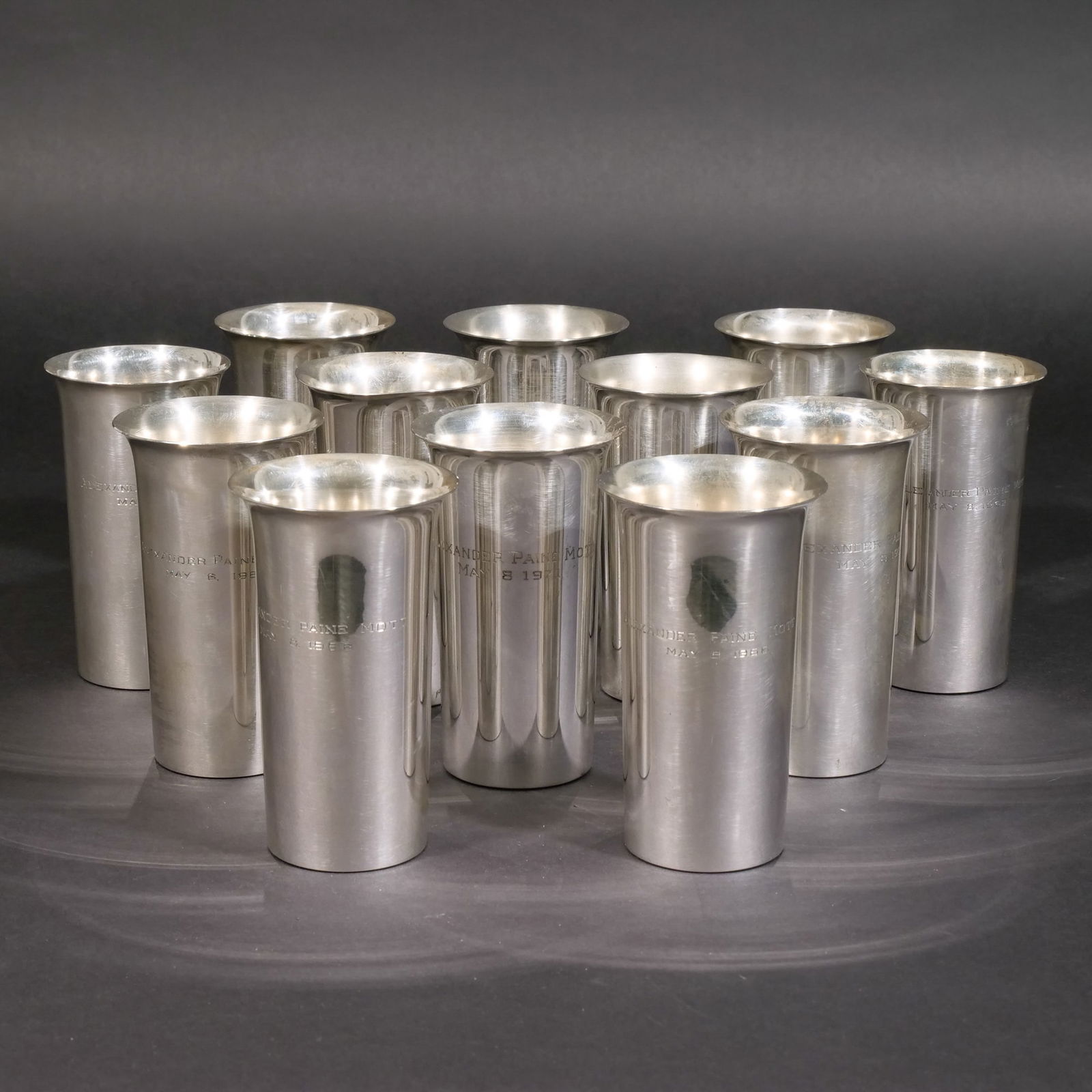 (12pc) SET WALLACE STERLING MINT JULEP CUPS (1 of 6)