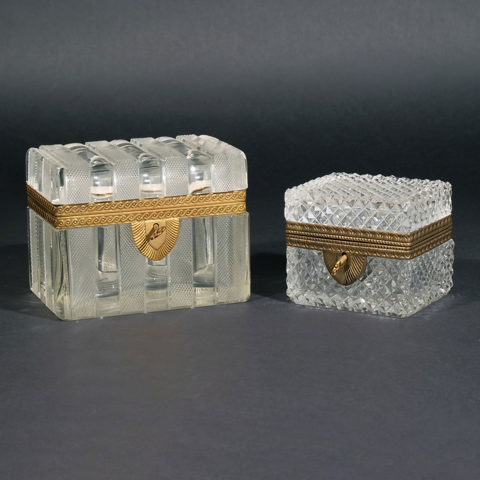 (2pc) FRENCH CUT GLASS CASKETS (1 of 11)