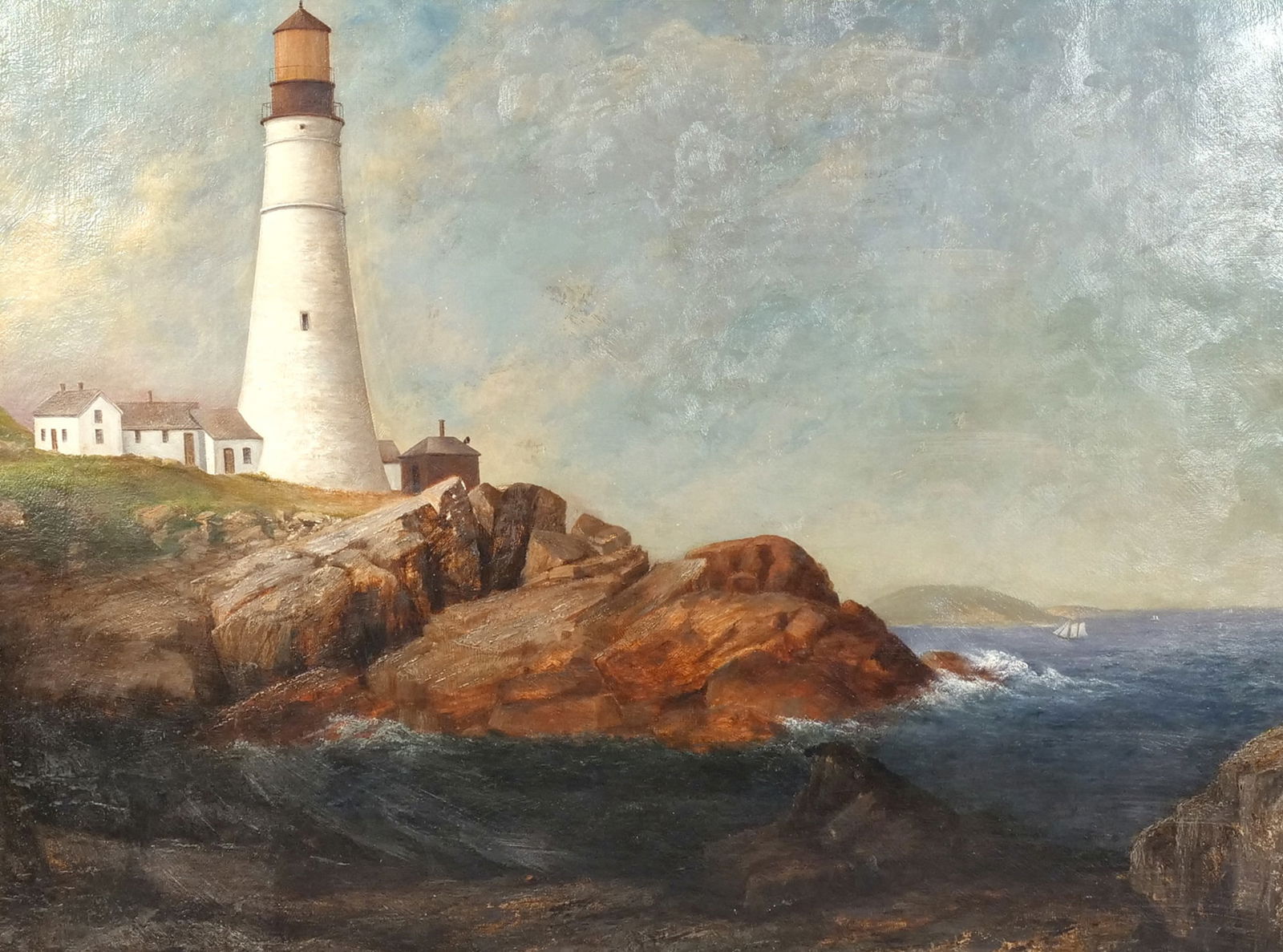 19th C.  AMERICAN SCHOOL, PORTLAND LIGHTHOUSE (1 of 12)