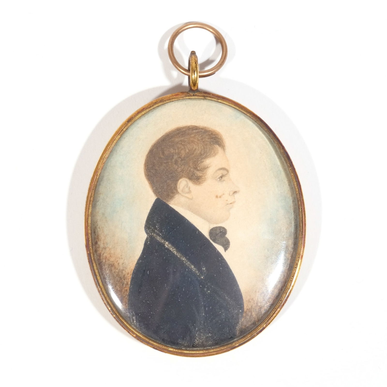 AMERICAN MINIATURE FOLK ART PORTRAIT PENDANT (1 of 4)
