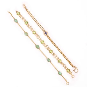 (3pc) 14k YELLOW GOLD LADIES BRACELETS